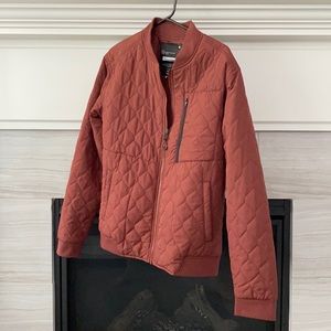 Maroon Fill-Zip Diamond Pattern Puffer Jacket